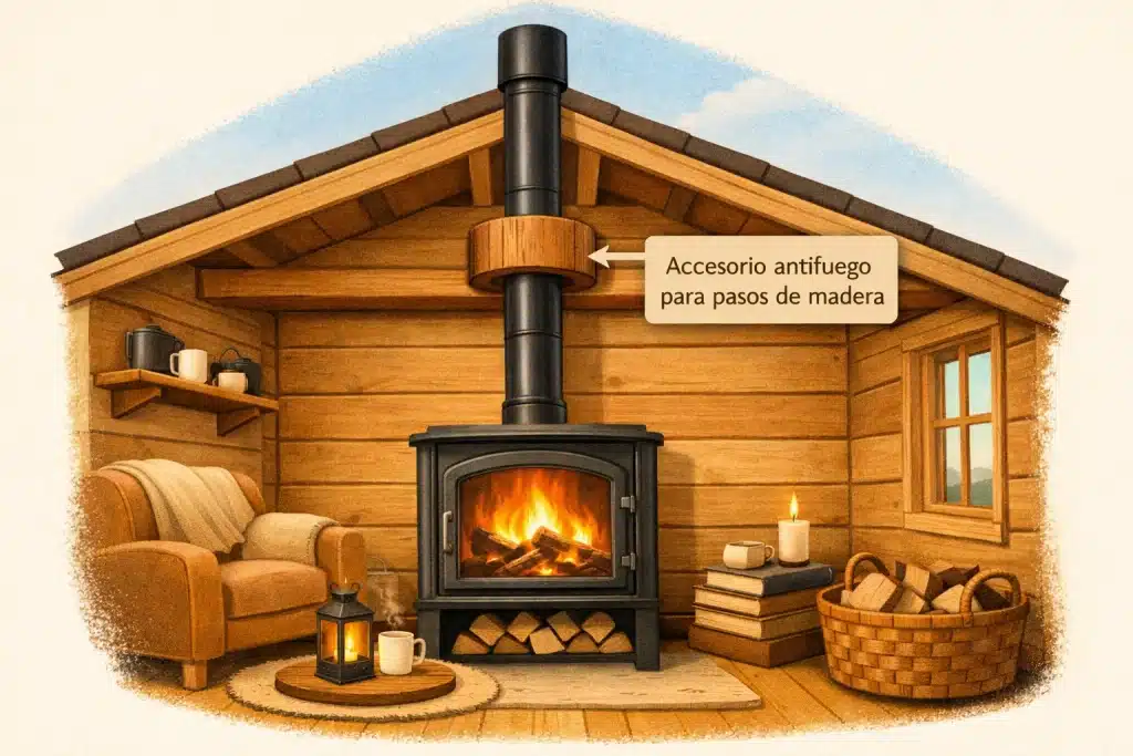 accesorio antifuego para pasos de madera