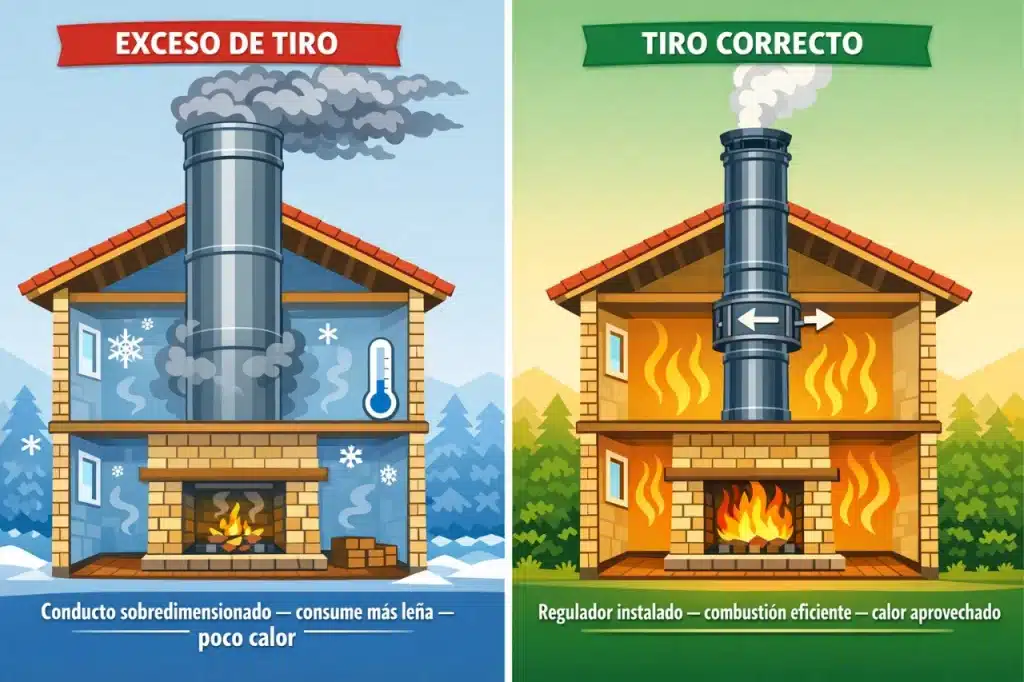 exceso de tiro chimenea