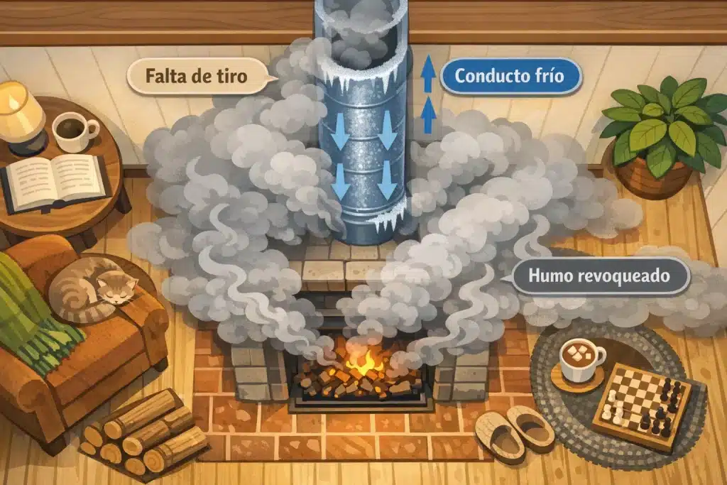 qué es la falta de tiro de una chimenea