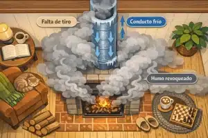 qué es la falta de tiro de una chimenea