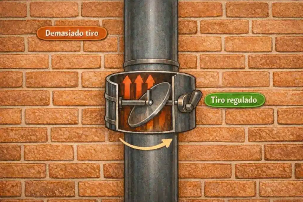 cómo funciona un regulador de tiro para chimenea